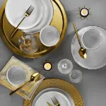Porland Almina 18 Parça Yemek ve Sunum Takımı Altın Fileli resmi